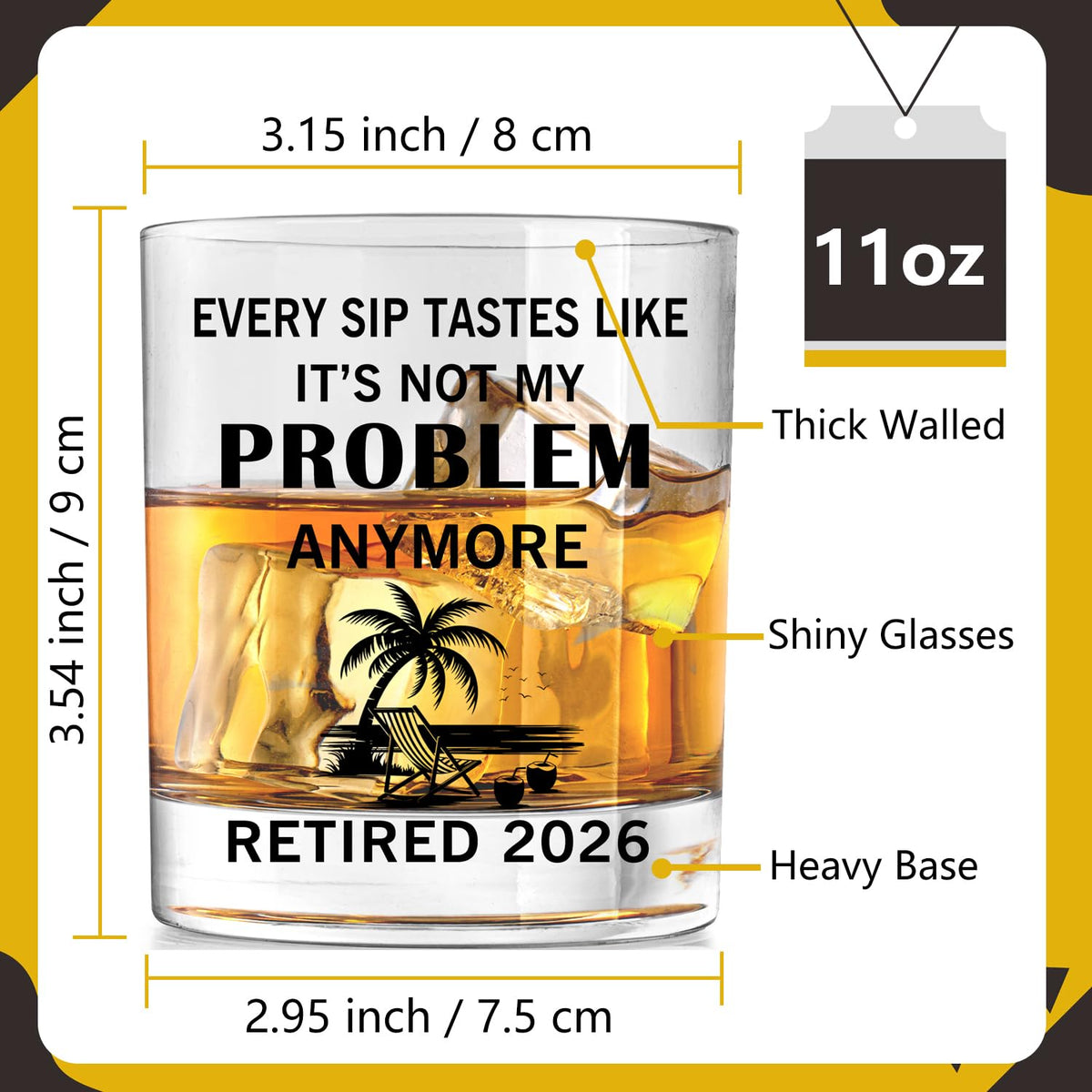 MVKIOCEN retirement party glass decor highlighting RETIRED 2026 to spark laughter