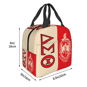 MVYNUL Sorority Lunch Tote front pocket for utensils and organization.