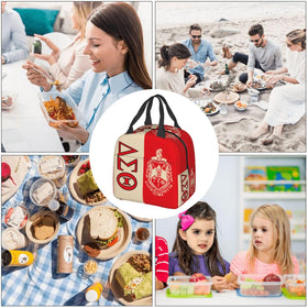 MVYNUL Sorority Lunch Tote PEVA lining for quick cleanup after spills.
