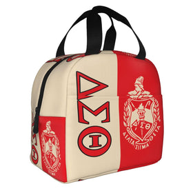 MVYNUL Sorority Lunch Tote with strap for easy portability at school or work.