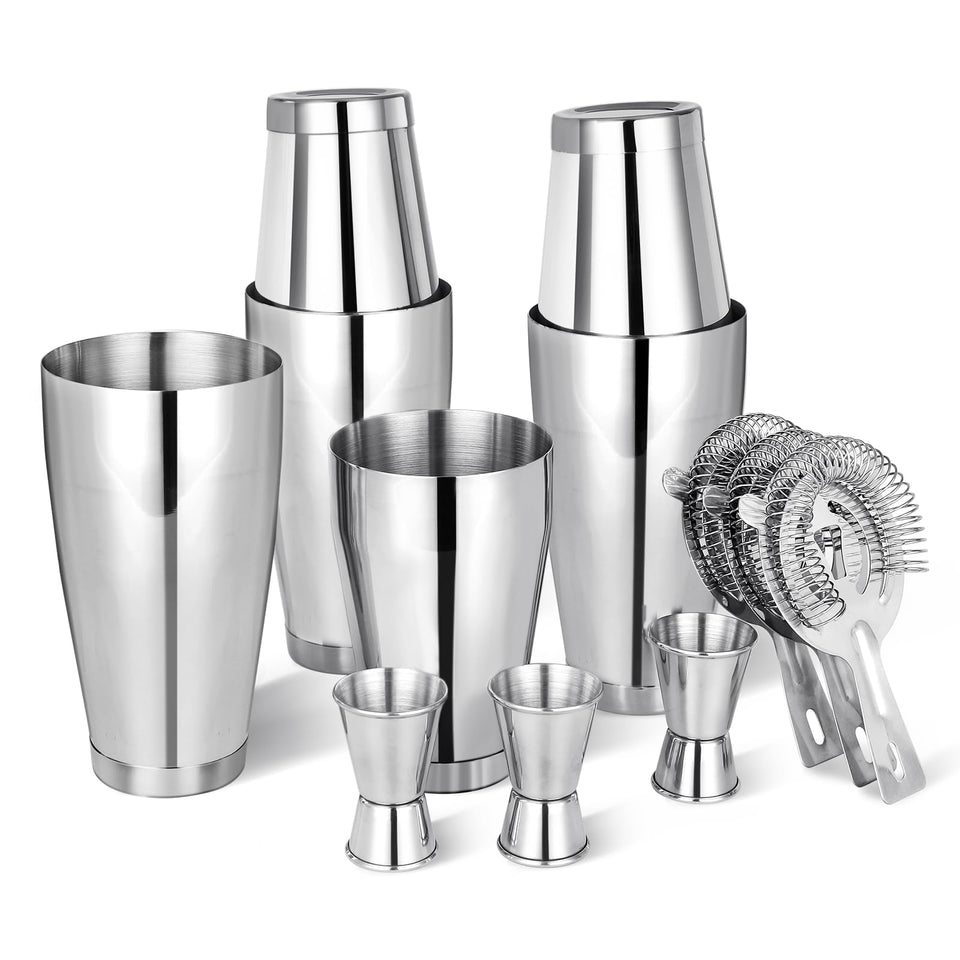 Mwellewm 28oz tin pair for durable, balanced shakes in home bars.