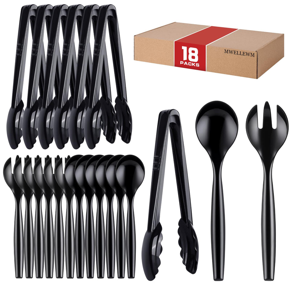 Mwellewm 18-piece serving utensils set in a box, ideal for catering.
