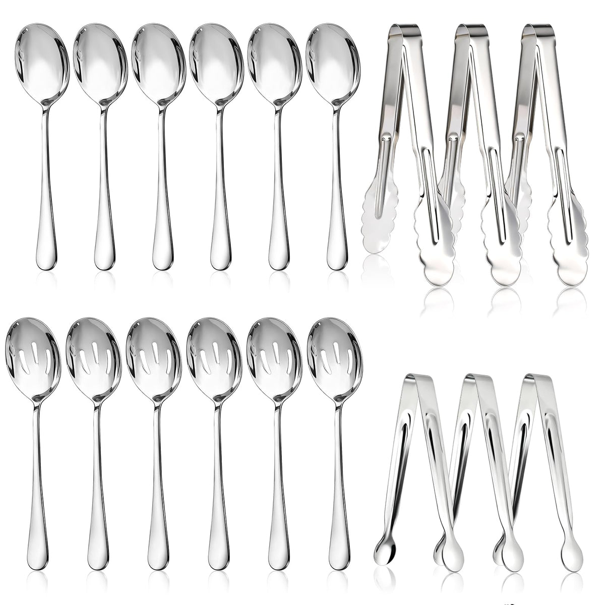 Mwellewm 18pcs serving utensils set for buffets, sturdy and stylish, easy to handle.