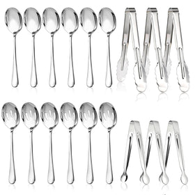 Mwellewm 18pcs serving utensils set for buffets, sturdy and stylish, easy to handle.