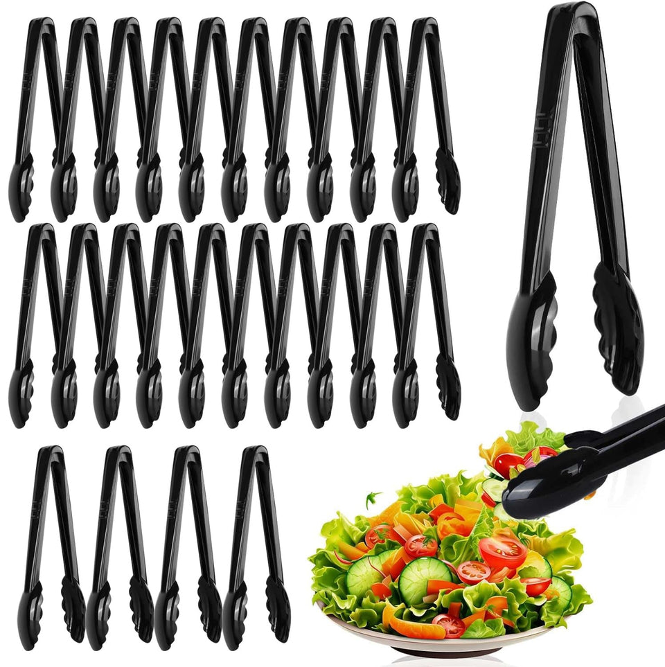 Mwellewm 24pc plastic tongs 8.6 inch long, ideal for family meals and casual buffets.
