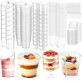 mwellewm 6 oz round dessert cup with lid for elegant party servings