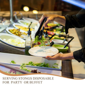 Mwellewm plastic serving tongs for secure serving of meats, salads, and sides.