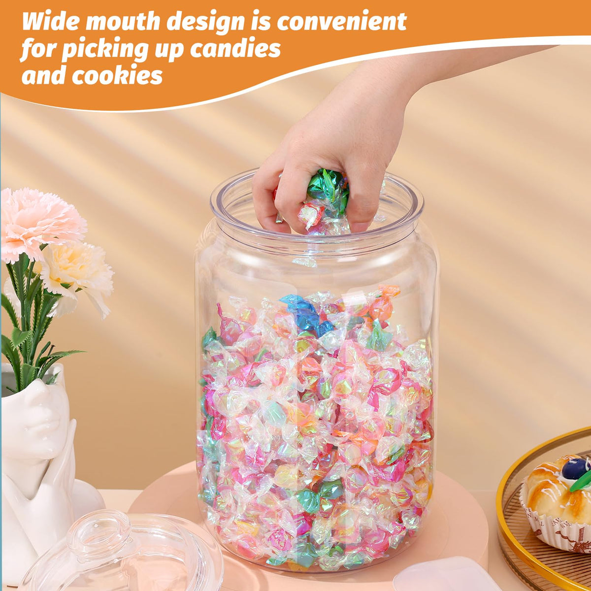Mwellewm airtight cookie jar clear plastic keeps treats fresh and organized.