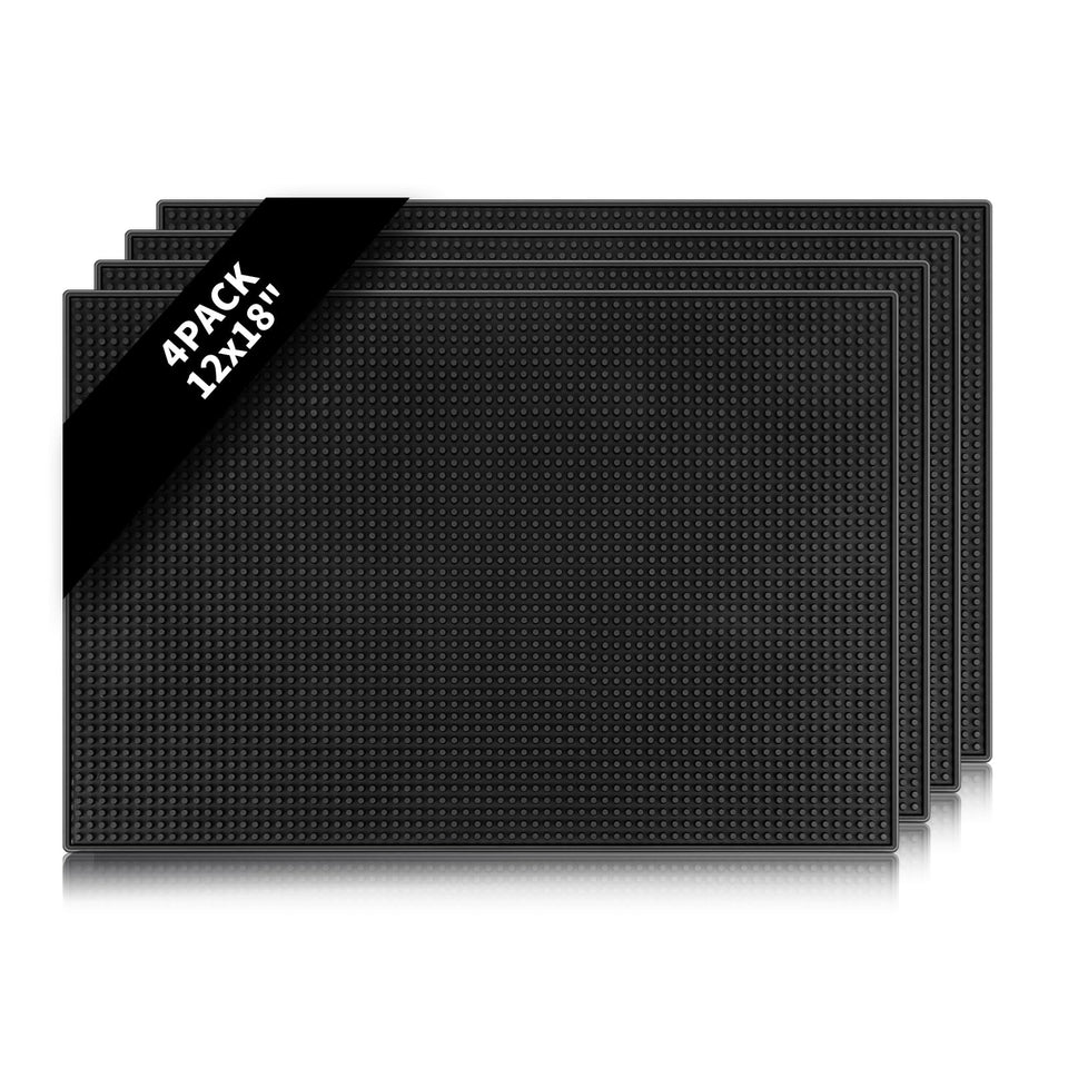 mwellewm bar mats four-piece set on a clean countertop for spill protection