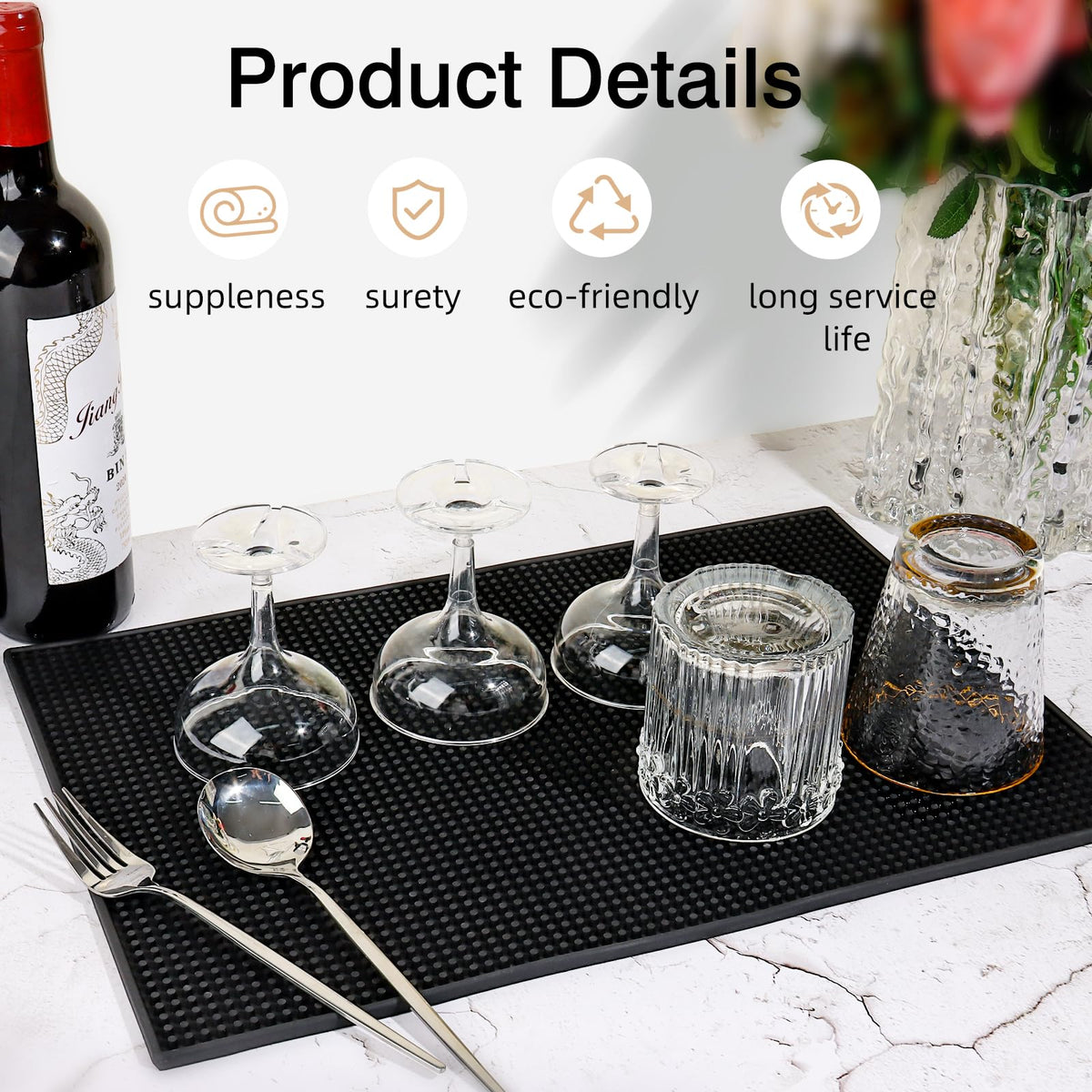 mwellewm bar mats with a non-slip rubber surface for steady bartending