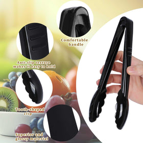 Mwellewm-black-plastic-serving-tongs pair with any party setup and sturdy performance.