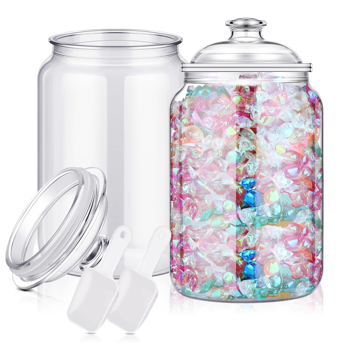 Mwellewm candy jar with lids 1-gallon capacity for easy display and freshness.