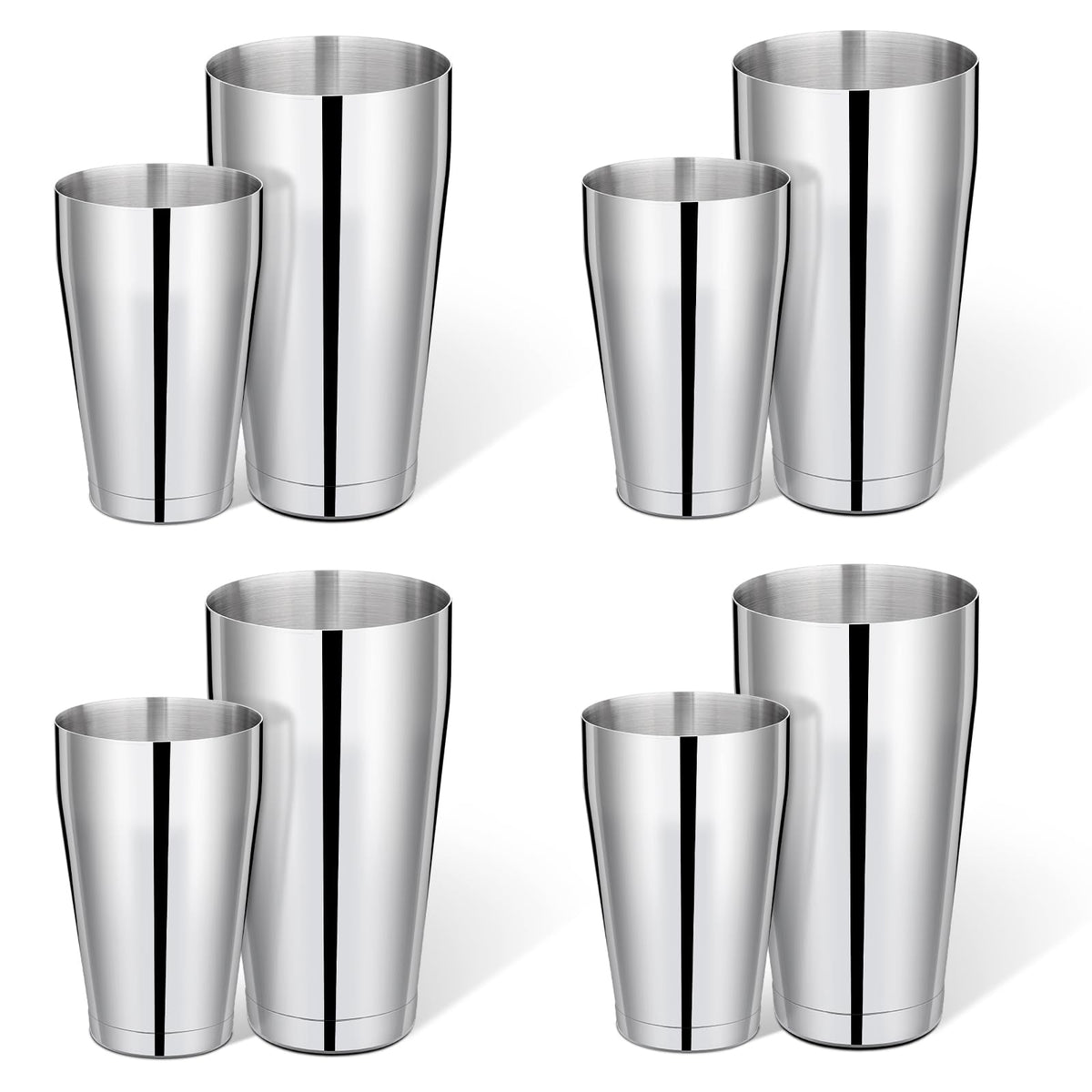 Mwellewm cocktail shaker 28oz tin in polished stainless steel for home mixing.