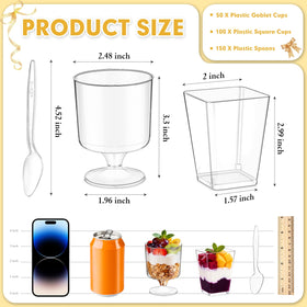 mwellewm crystal-clear plastic cups for desserts