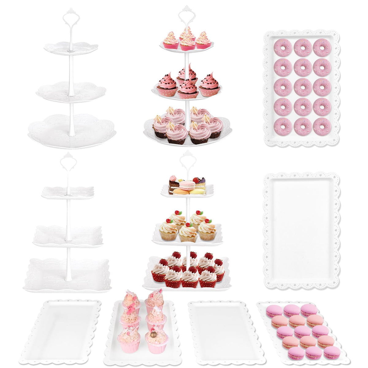 Mwellewm 4-tier white cupcake stand for elegant dessert presentation