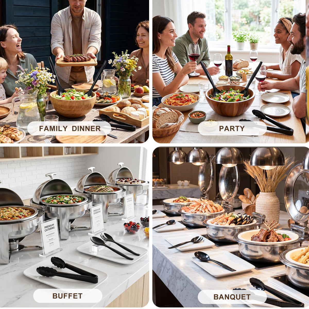 Mwellewm Daily-use black utensils for casual gatherings.