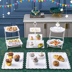 Mwellewm dessert table display with 3-tier stand elevating party desserts