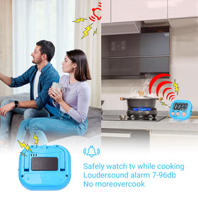 Mwellewm digital timer shown in multiple scenarios for diverse timing tasks.