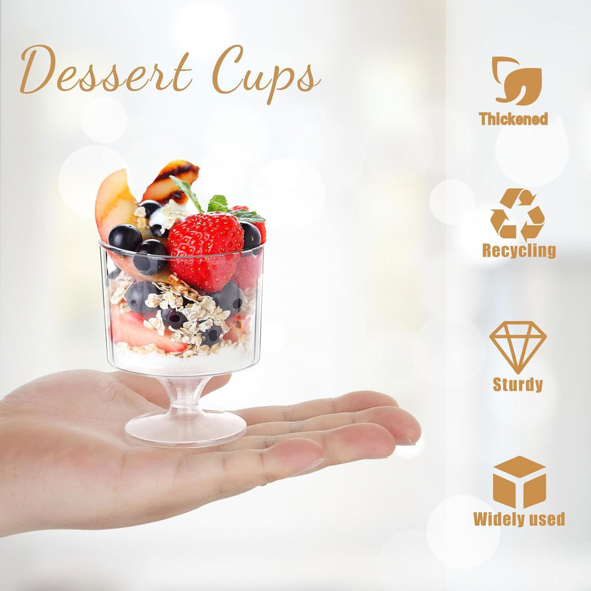 mwellewm durable party cups ideal for desserts and beverages.