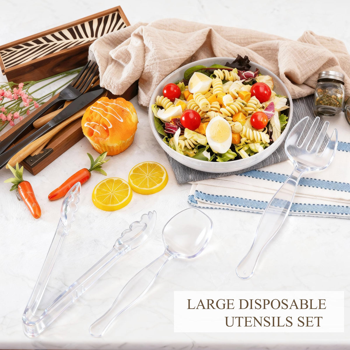 Mwellewm heavy-duty plastic utensils resist breakage during busy service.