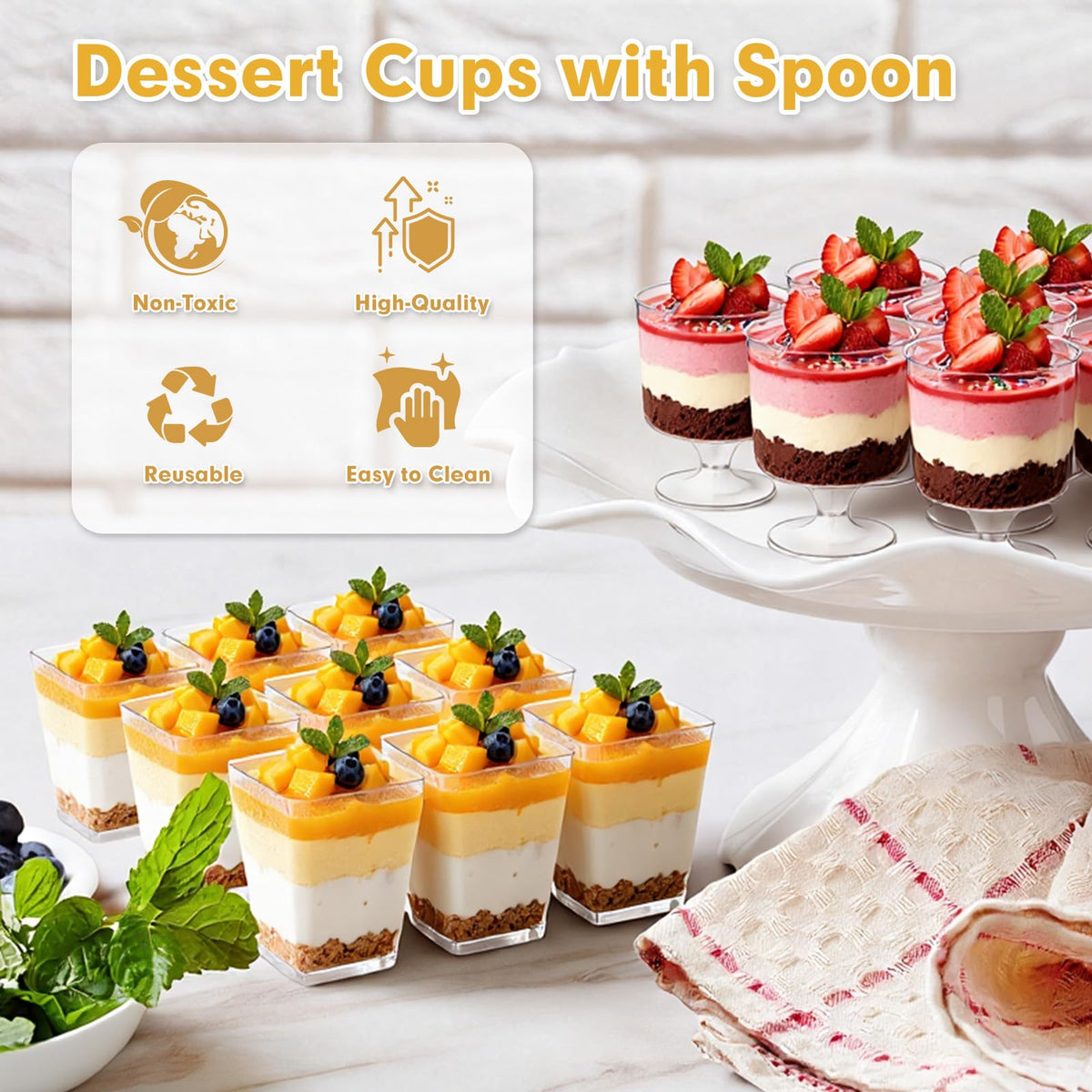 mwellewm party dessert table setup featuring clear cups