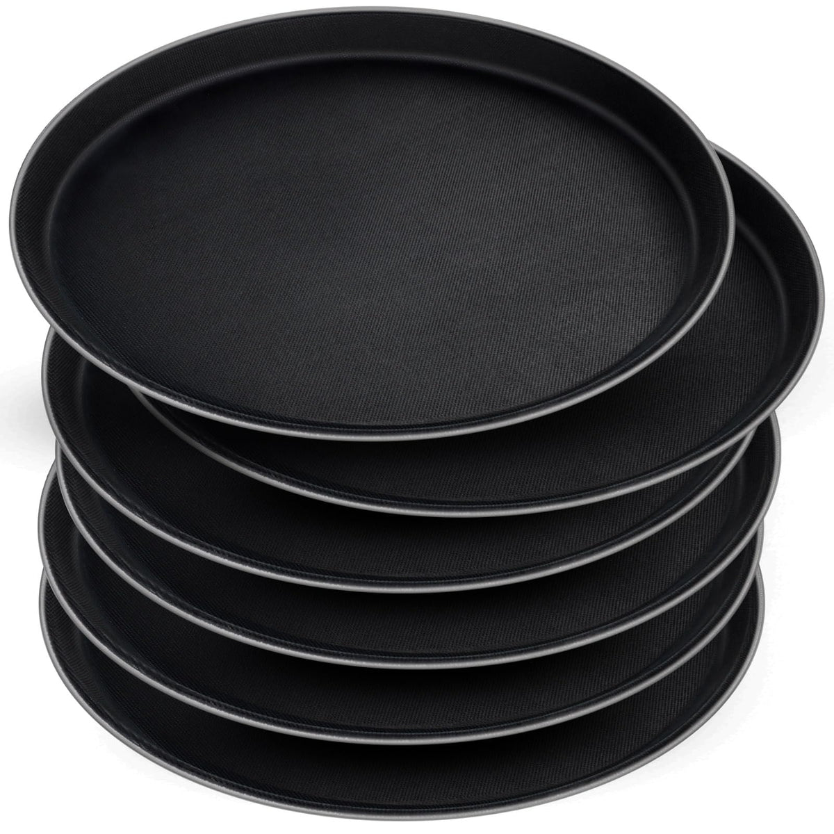 Mwellewm round serving tray with raised edges provides stable transport of drinks and plates.