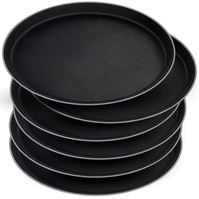 Mwellewm round serving tray with raised edges provides stable transport of drinks and plates.