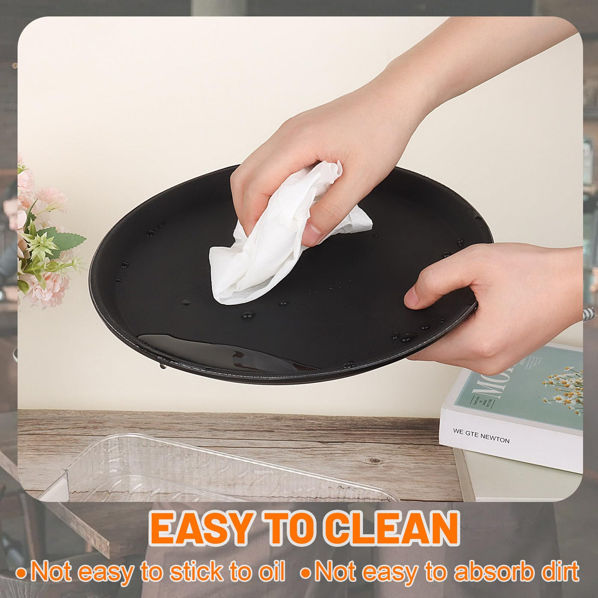 Mwellewm 11-inch tray fits standard table setups and counters.
