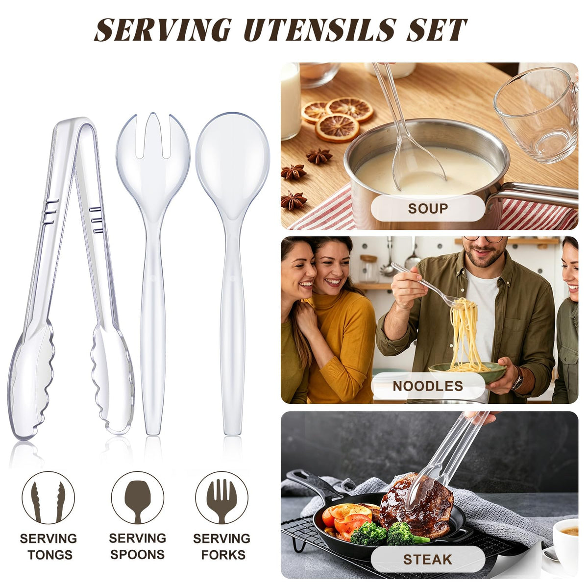 Mwellewm buffet-ready utensils showcase a clean, modern look for food displays