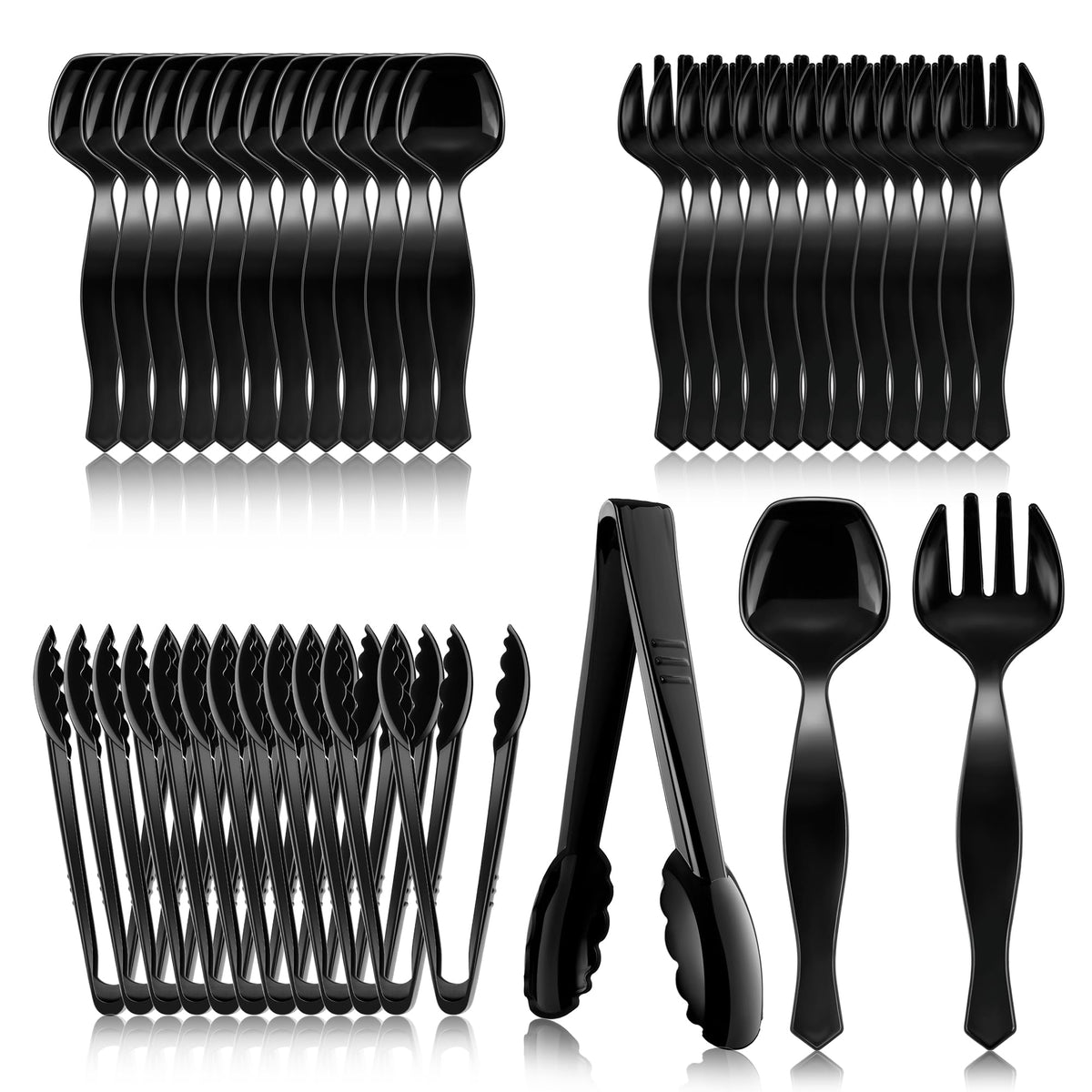 Mwellewm serving spoons 8.5-inch black with ergonomic grip for smooth serving.