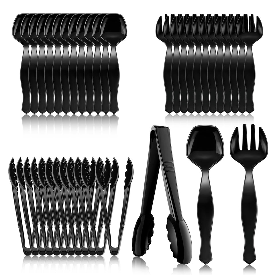 Mwellewm serving spoons 8.5-inch black with ergonomic grip for smooth serving.