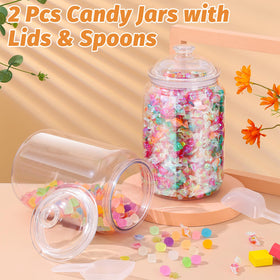 Mwellewm transparent plastic jar with lids showcases treats while staying durable.