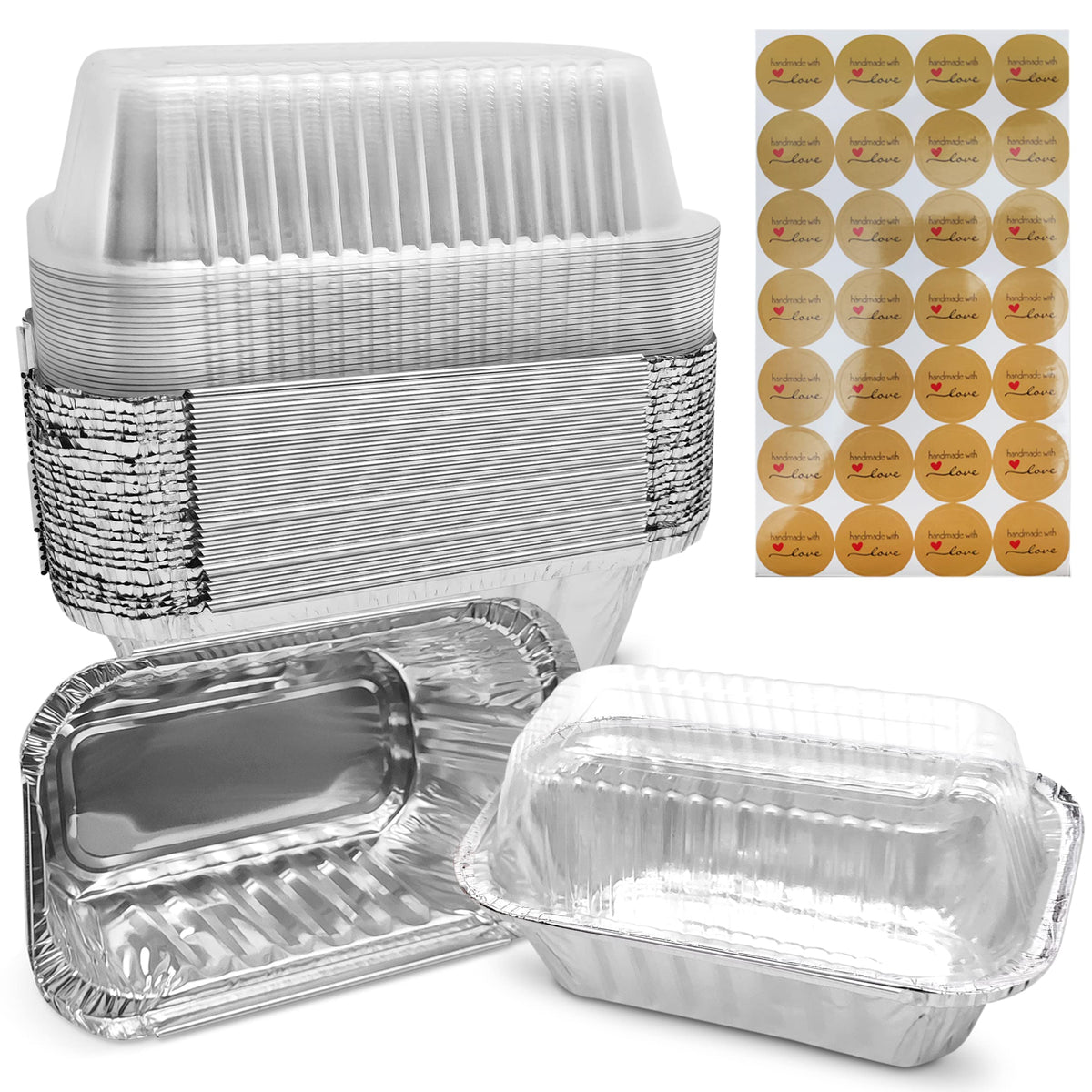 Mwnxia 1lb loaf pan with lid, ideal for bake-and-serve portions.