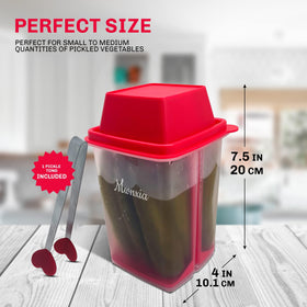 Mwnxia pickle jar with tong included for clean, hands-free serving