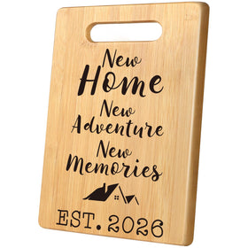 MY-ALVVAYS bamboo cutting board on the counter, ideal for entertaining and prep.
