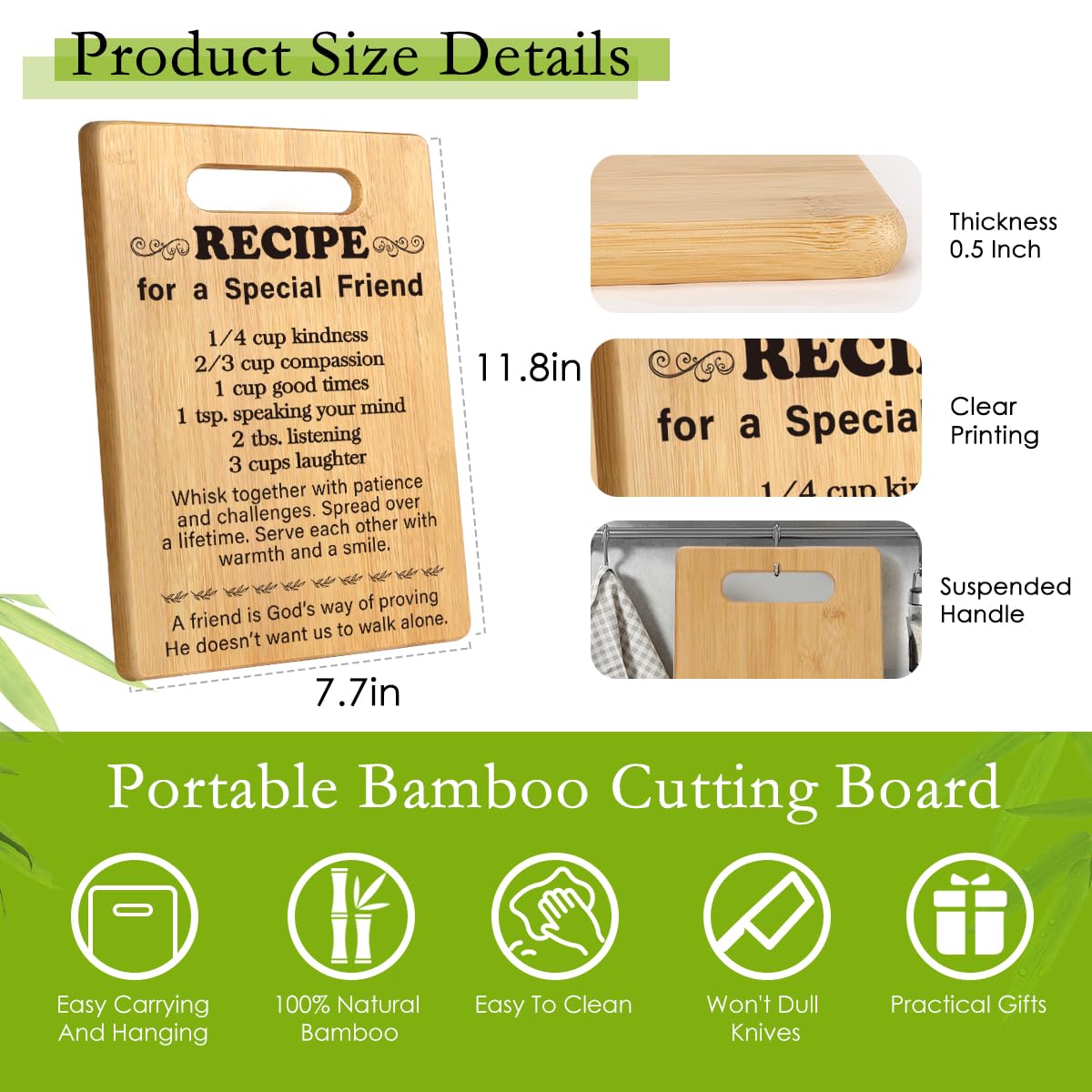 MY-ALVVAYS bestie cutting board with engraved words for a heartfelt gift