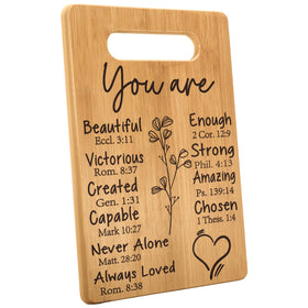 MY-ALVVAYS Christian cutting board with verse design for daily inspiration in cooking.