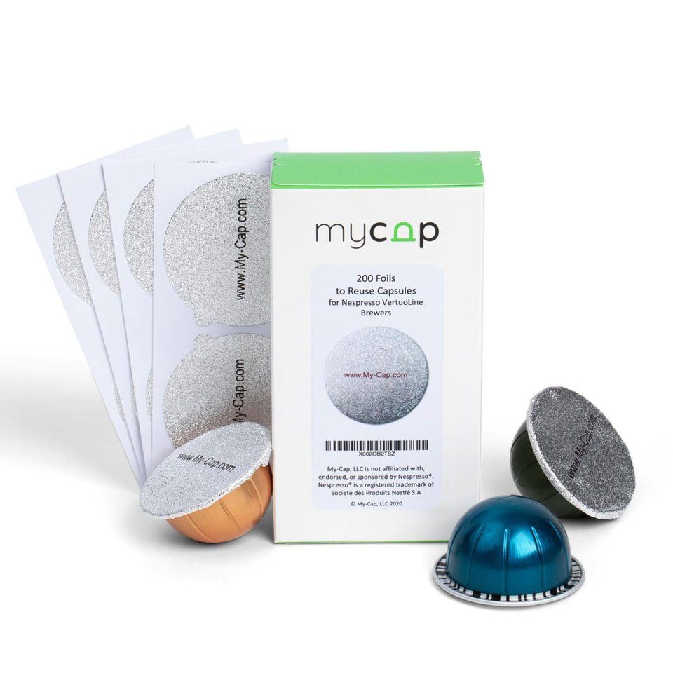 My-Cap 200 foil seals on Nespresso Vertuo pods for reuse