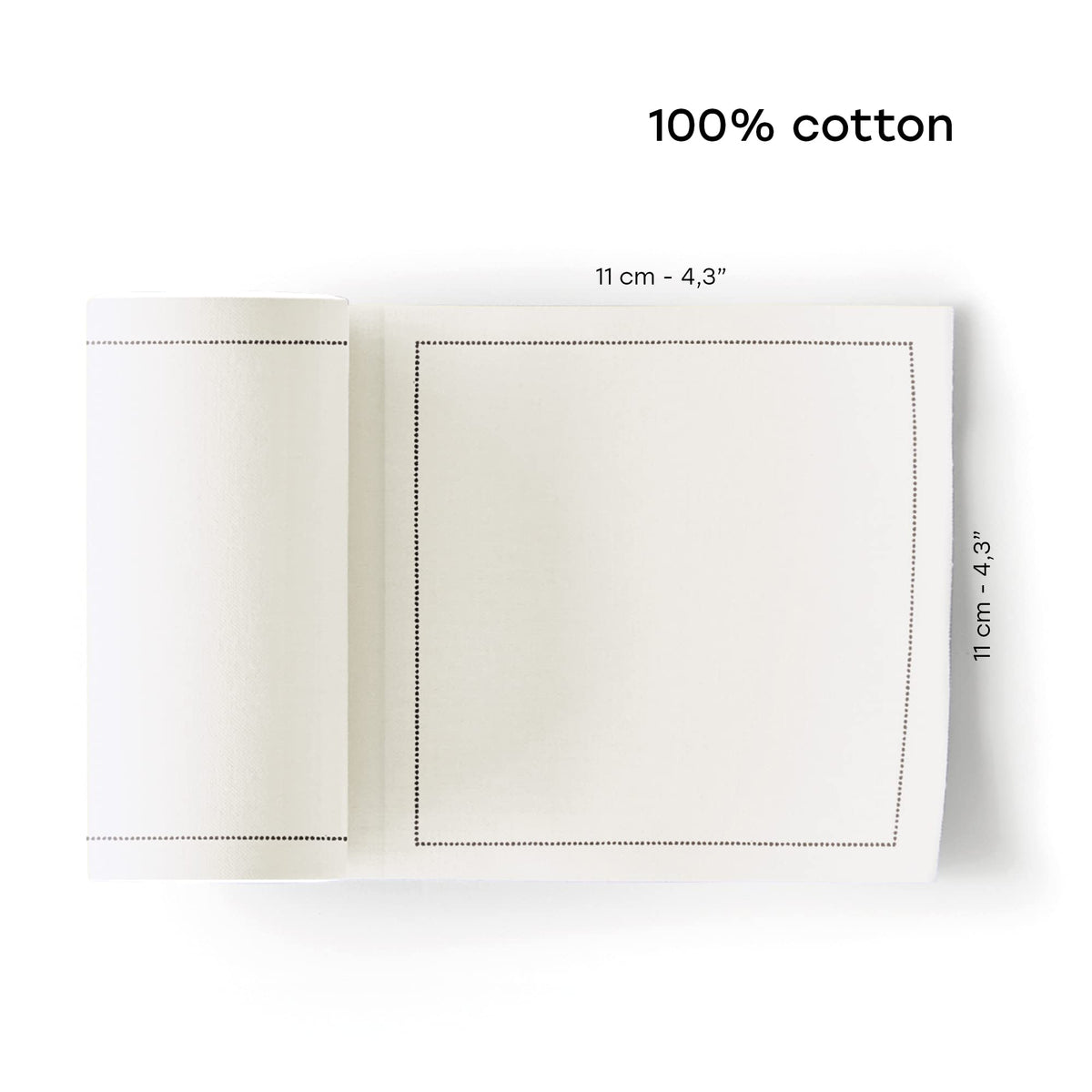 Folded MY DRAP Basics cotton napkin in cream for an elegant table setting.