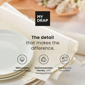 Close-up of MY DRAP Basics seamless napkin highlighting soft fiber and finish.