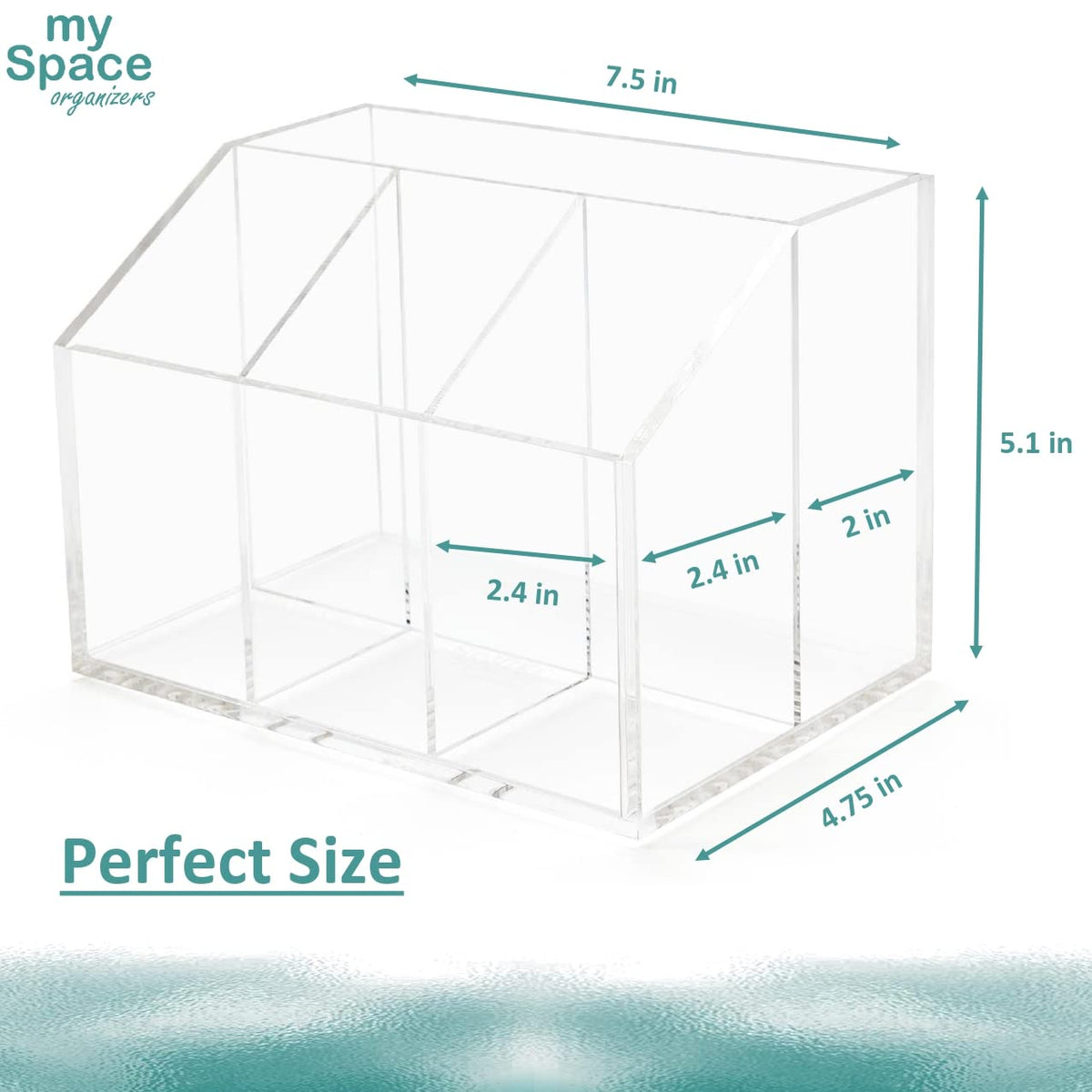 My Space Organizers durable acrylic construction ensures long lasting counter organization.