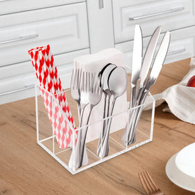 My Space Organizers flatware holder in clear acrylic for stylish counter storage.