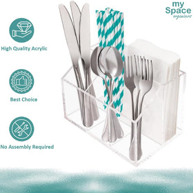 My Space Organizers napkin and utensil organizer keeps napkins neat and utensils within reach.