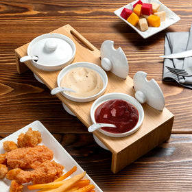 MyGift bamboo server tray with three removable bowls for organized entertaining.