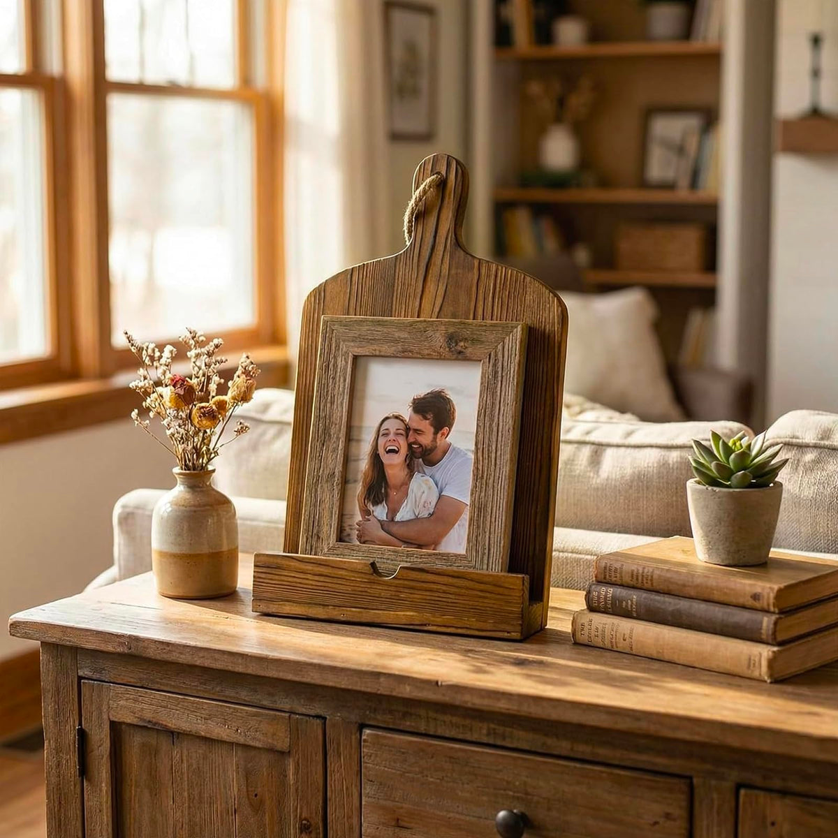 MyGift stand's natural glaze adds warm, durable countertop charm.