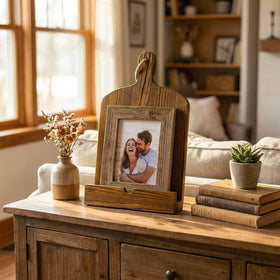 MyGift stand's natural glaze adds warm, durable countertop charm.