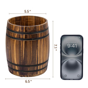 MyGift wine barrel utensil crock countertop styling emphasizes vintage ambiance and practical storage.