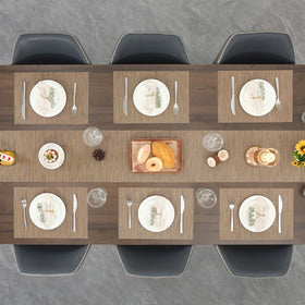 Myir JUN table runner roll-to-flat reveals crease-free appearance after unrolling.