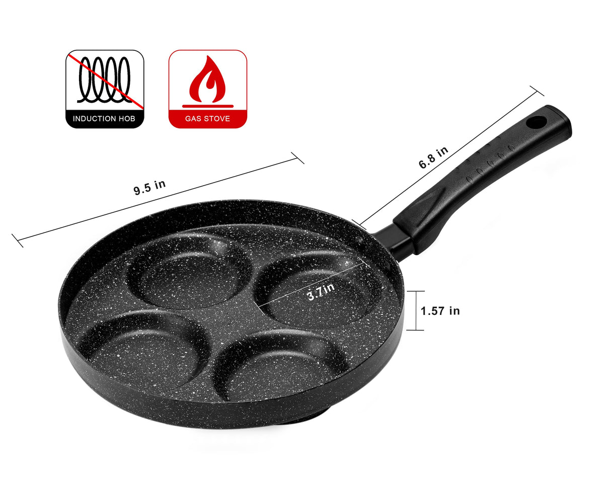 Cool bakelite handle on the MyLifeUNIT egg pan during cooking.