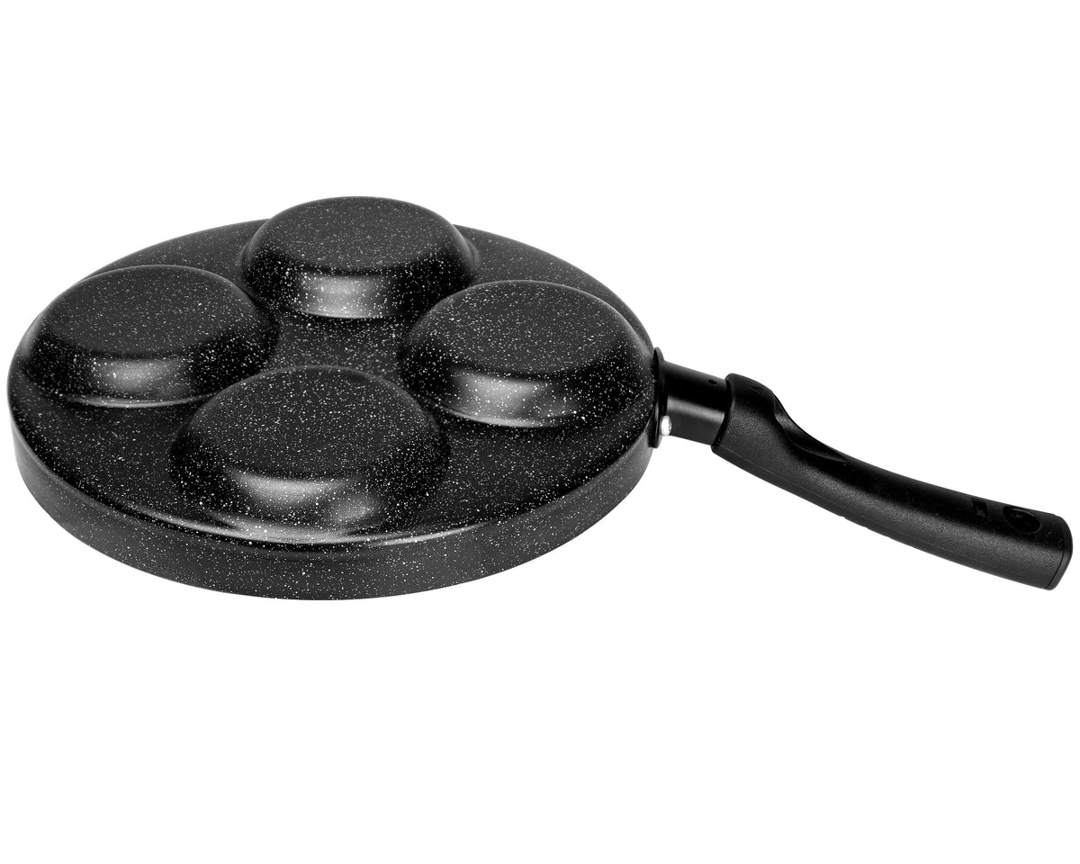 Four-cup mold design suitable for eggs, bacon, or mini pancakes.